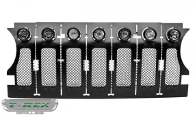 2018 Jeep Wrangler Mesh Grille Insert w/ Black Studs & 7 Round LED Lights - Mild Steel (Black)