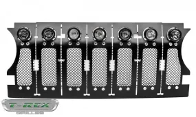2018 Jeep Wrangler Mesh Grille Insert w/ Chrome Studs & 7 Round LED Lights - Mild Steel (Black)