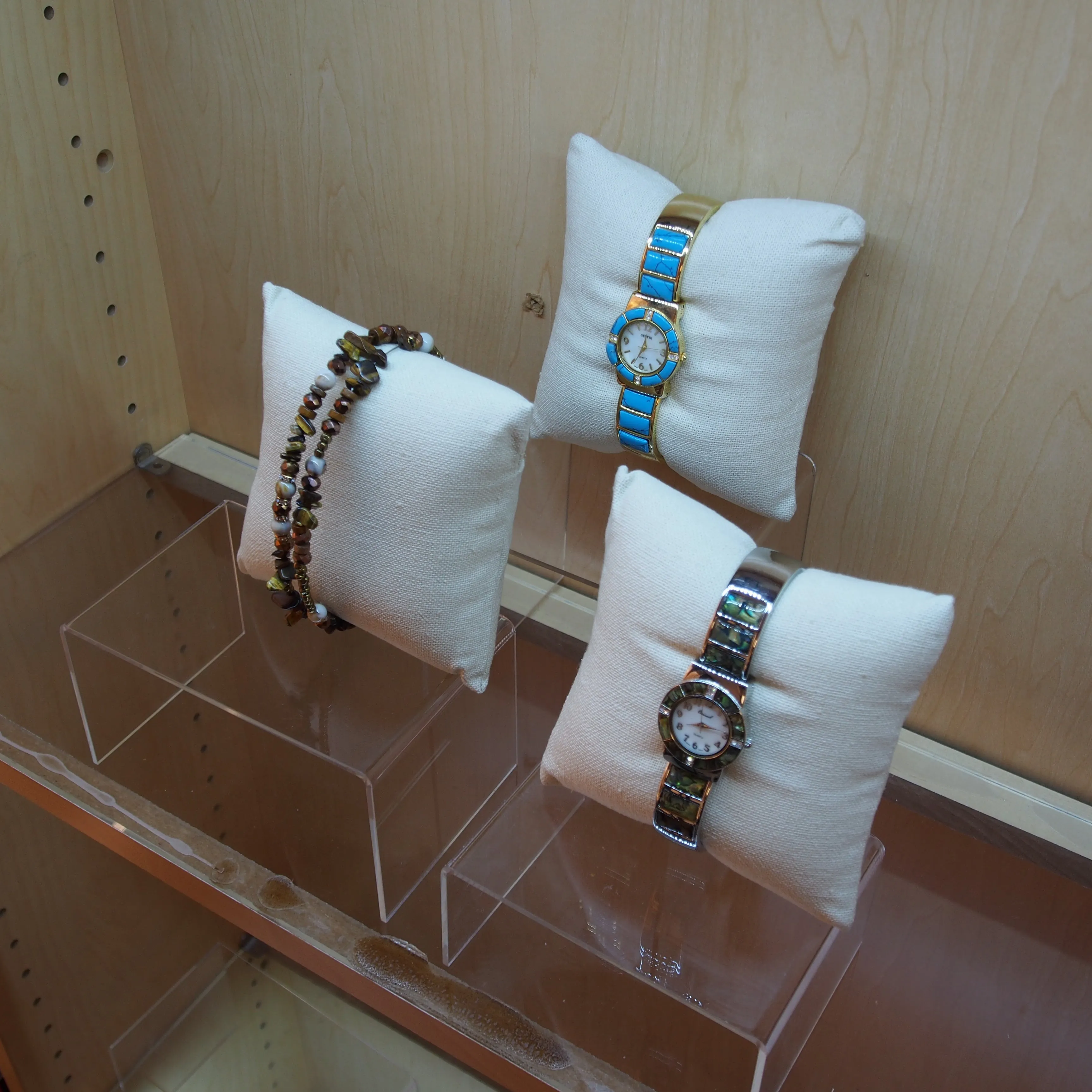 5" Beige Linen Pillow Displays