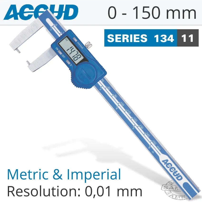 ACCUD DIG. CALIPER 150MM 0.04MM ACC. OUTSIDE POINT 0.01MM RES. S/STEEL AC134-006-11