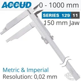 ACCUD VERNIER CALIPER 1000MM 0.08MM ACC. 150MM 0.02MM GRAD S/STEEL AC129-040-11