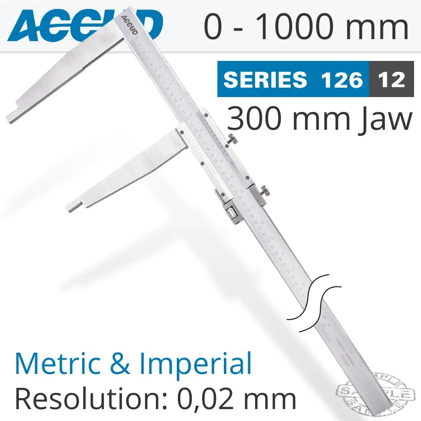 ACCUD VERNIER CALIPER 1000MM 0.11MM ACC. 300MM 0.02MM GRAD S/STEEL AC126-040-12
