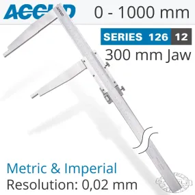 ACCUD VERNIER CALIPER 1000MM 0.11MM ACC. 300MM 0.02MM GRAD S/STEEL AC126-040-12