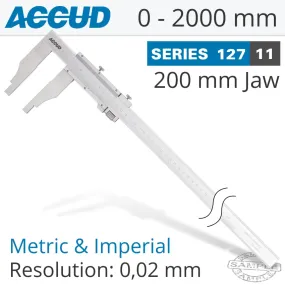 ACCUD VERNIER CALIPER 2000MM 0.014MM ACC. 200MM 0.02MM GRAD S/STEEL AC127-080-11