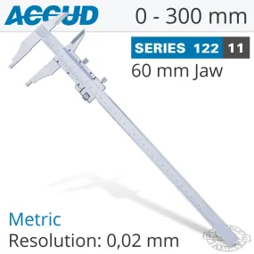 ACCUD VERNIER CALIPER 300MM 0.03MM ACC. FINE ADJ. 0.02MM GRAD. S/STEEL AC122-012-11