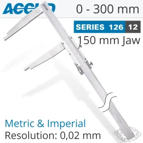 ACCUD VERNIER CALIPER 300MM 0.05MM ACC. 150MM 0.02MM GRAD S/STEEL AC126-012-12