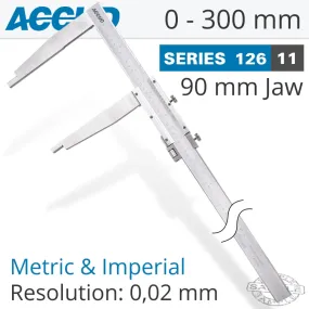 ACCUD VERNIER CALIPER 300MM 0.05MM ACC. 90MM 0.02MM GRAD S/STEEL AC126-012-11