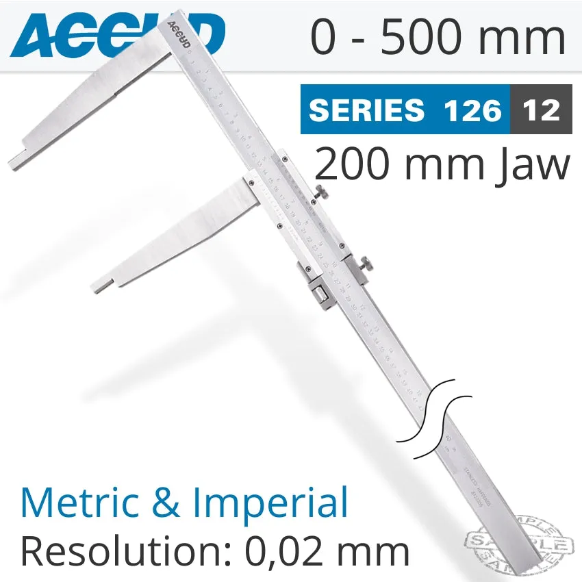 ACCUD VERNIER CALIPER 500MM 0.06MM ACC. 200MM 0.02MM GRAD S/STEEL AC126-020-12