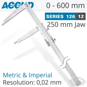 ACCUD VERNIER CALIPER 600MM 0.08MM ACC. 250MM 0.02MM GRAD S/STEEL AC126-024-12