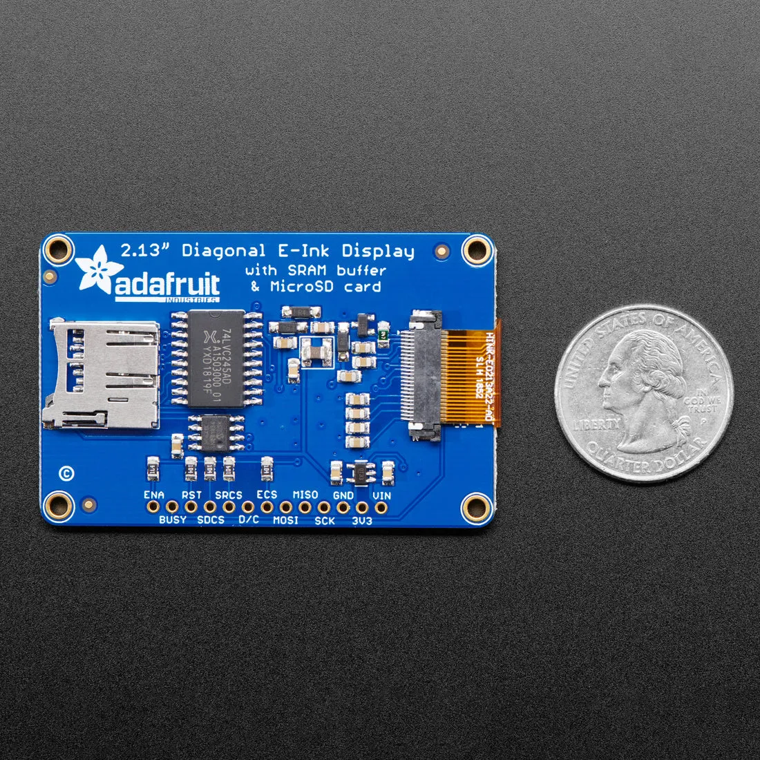 Adafruit 2.13" Monochrome eInk / ePaper Display with SRAM - 250x122 Monochrome with SSD1680