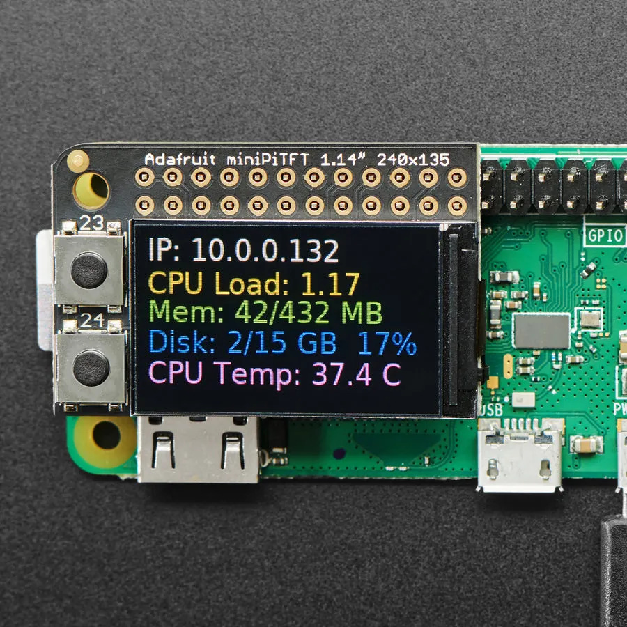 Adafruit Mini PiTFT - 135x240 Color TFT Add-on for Raspberry Pi