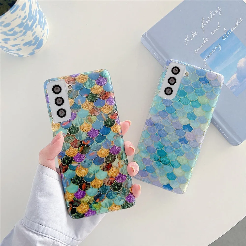 Anymob Samsung Multicolored Scales Silicone Dream Shell Pattern Case Shockproof Back Cover