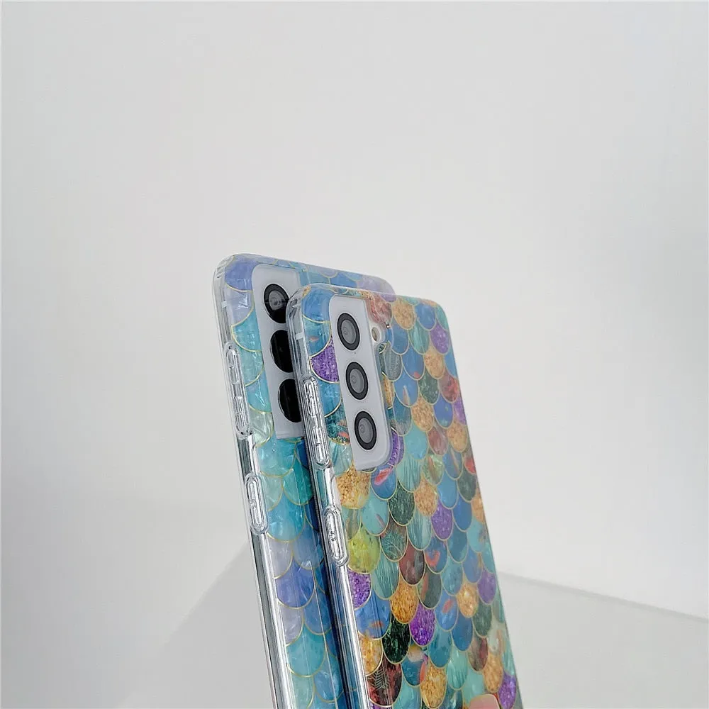 Anymob Samsung Multicolored Scales Silicone Dream Shell Pattern Case Shockproof Back Cover