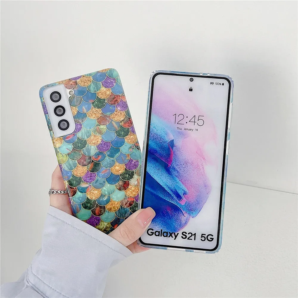 Anymob Samsung Multicolored Scales Silicone Dream Shell Pattern Case Shockproof Back Cover