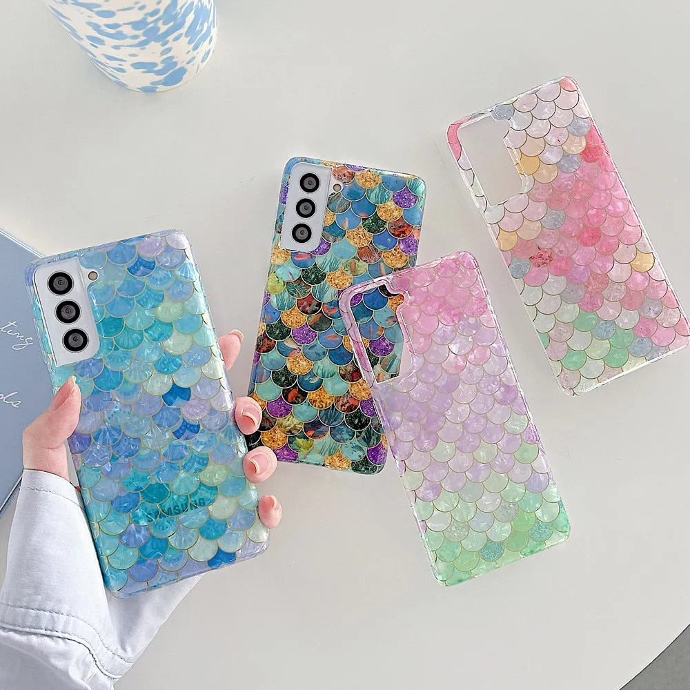 Anymob Samsung Multicolored Scales Silicone Dream Shell Pattern Case Shockproof Back Cover