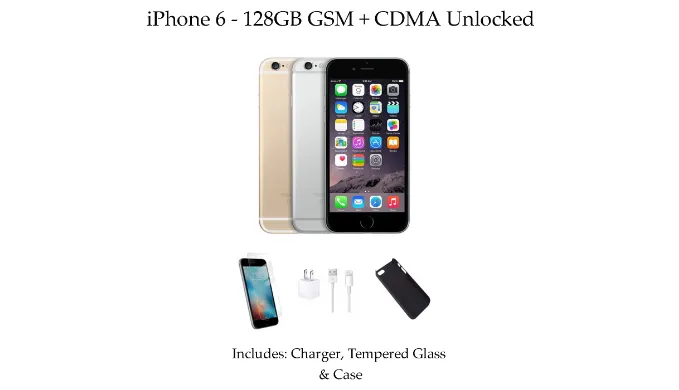 Apple iPhone 6 128GB Unlocked Bundle (Refurbished) - Ships Next Day!