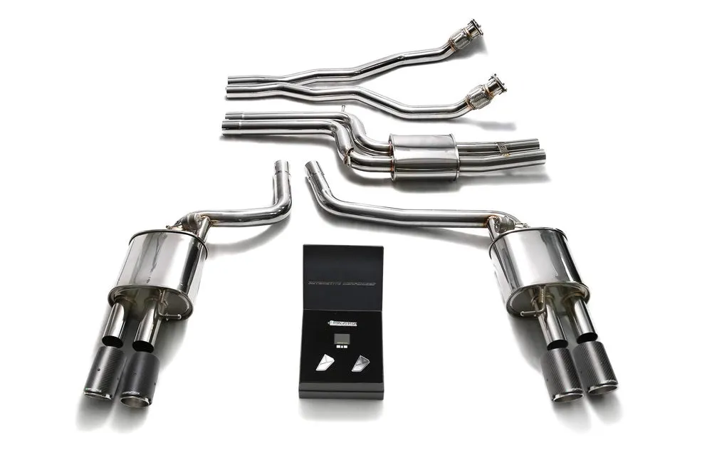 ARMYTRIX Stainless Steel Valvetronic Catback Exhaust System Quad Carbon Tips Audi A4/A5 | S4/S5 3.0L TFSI 202009-202015