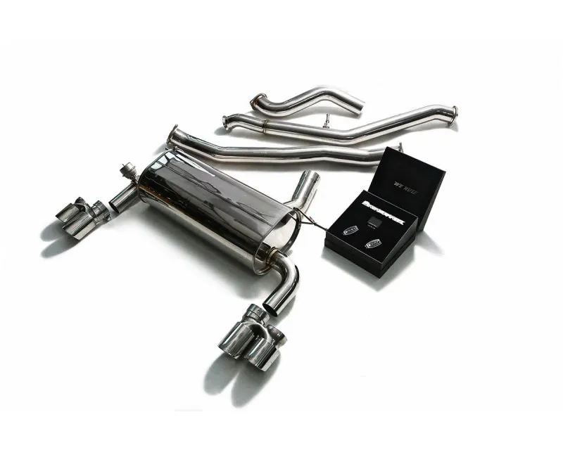 ARMYTRIX Stainless Steel Valvetronic Catback Exhaust System Quad Chrome Silver Tips BMW 3-Series | 4-Series F3x 2012-2015