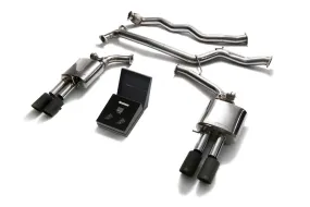 ARMYTRIX Stainless Steel Valvetronic Catback Exhaust System Quad Matte Black Tips Audi A4 | A5 B8 202008-202120