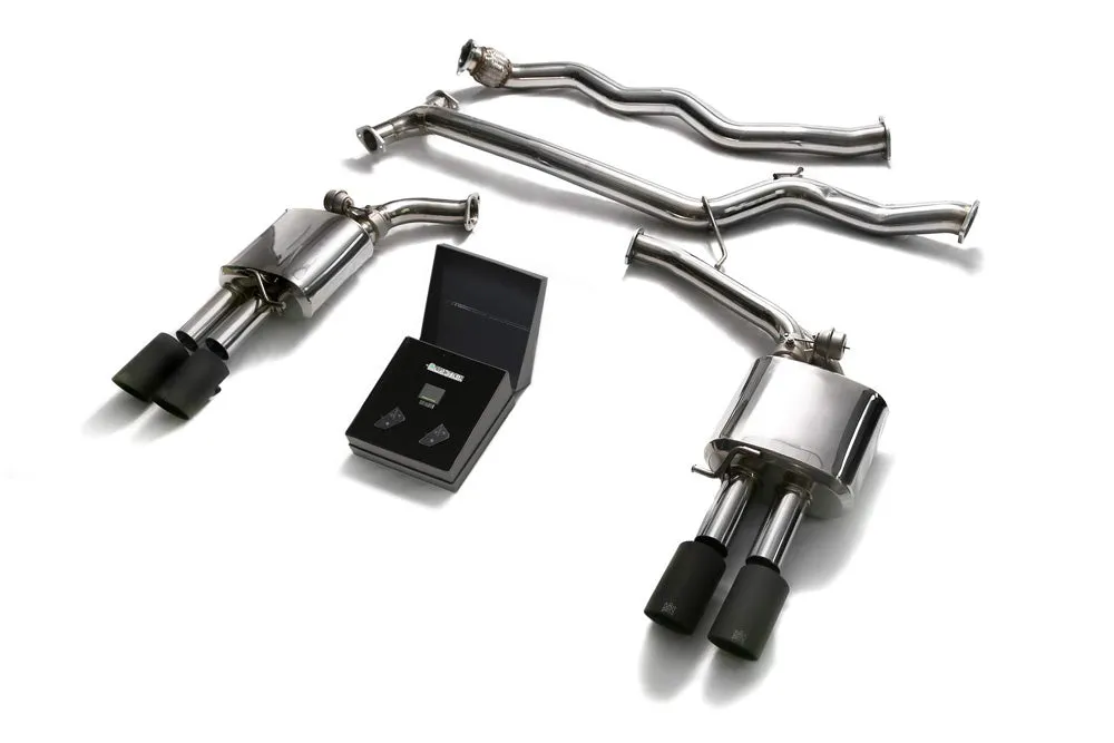 ARMYTRIX Stainless Steel Valvetronic Catback Exhaust System Quad Matte Black Tips Audi A4 | A5 B8 202008-202120