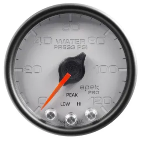 AutoMeter P34522 GAUGE; WATER PRESS; 2 1/16in.; 120PSI; STEPPER MOTOR W/PEAK/WARN; SLVR/BLK; SPEK