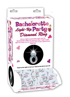 Bachelorette Light Up Party Diamond Ring - 24 Piece Display