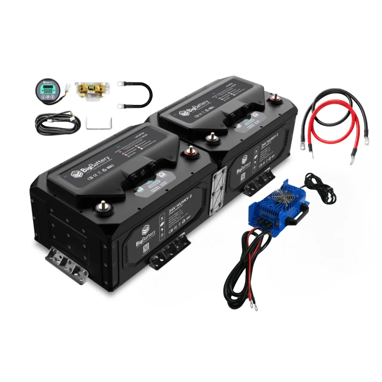BigBattery | 24V HUSKY 2 Bundle | LiFePO4 Lithium Battery 5.12KwH 200Ah | For Golf Carts, Utility Vehicles, RVs & Camper Vans [BNDL-B0016]