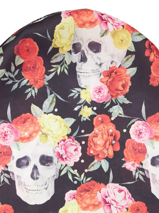 Black Brand Los Angeles   Skull &amp; rose print hooded face mask 