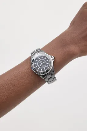 Black Steel & Diamond J12 38mm Watch