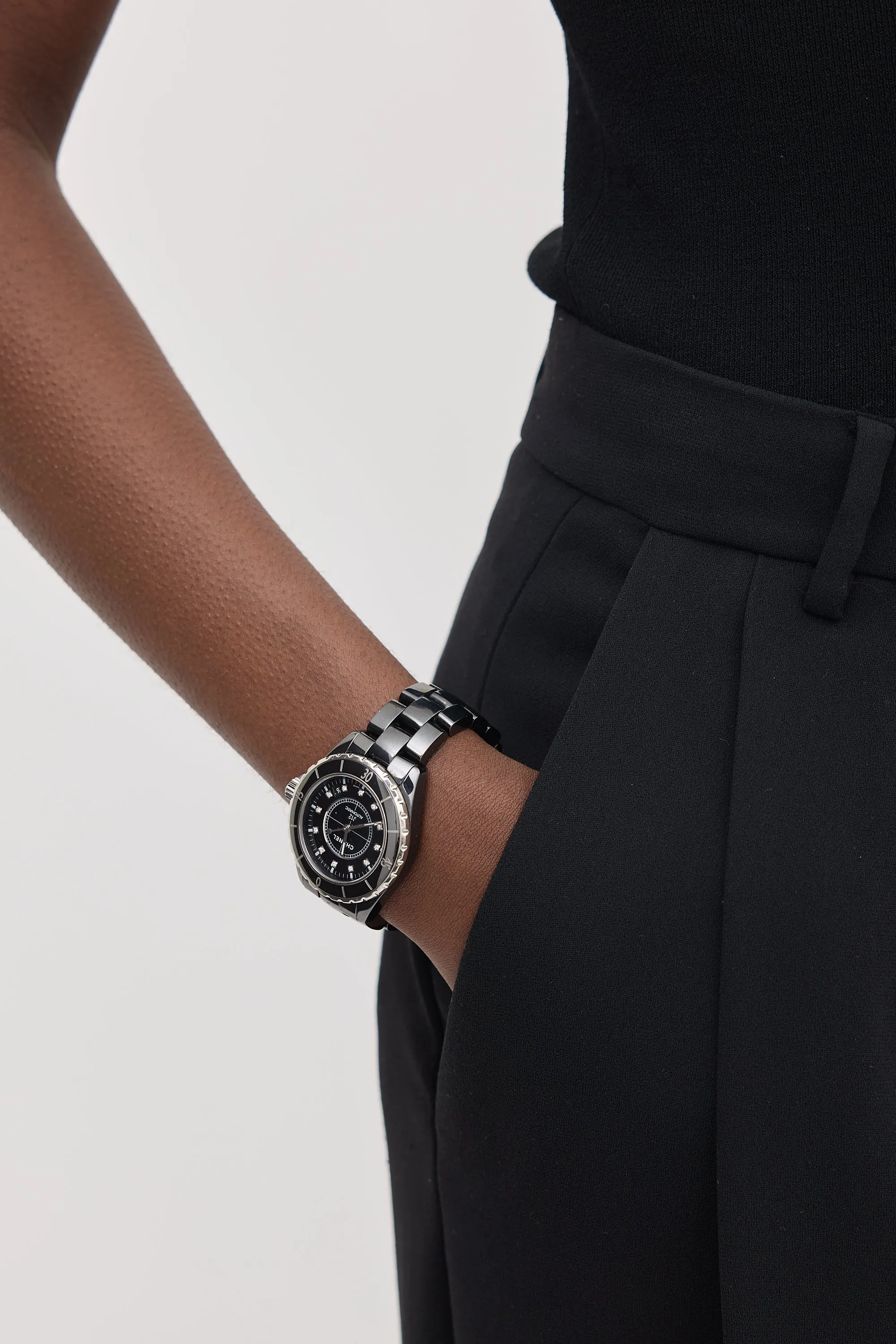 Black Steel & Diamond J12 38mm Watch