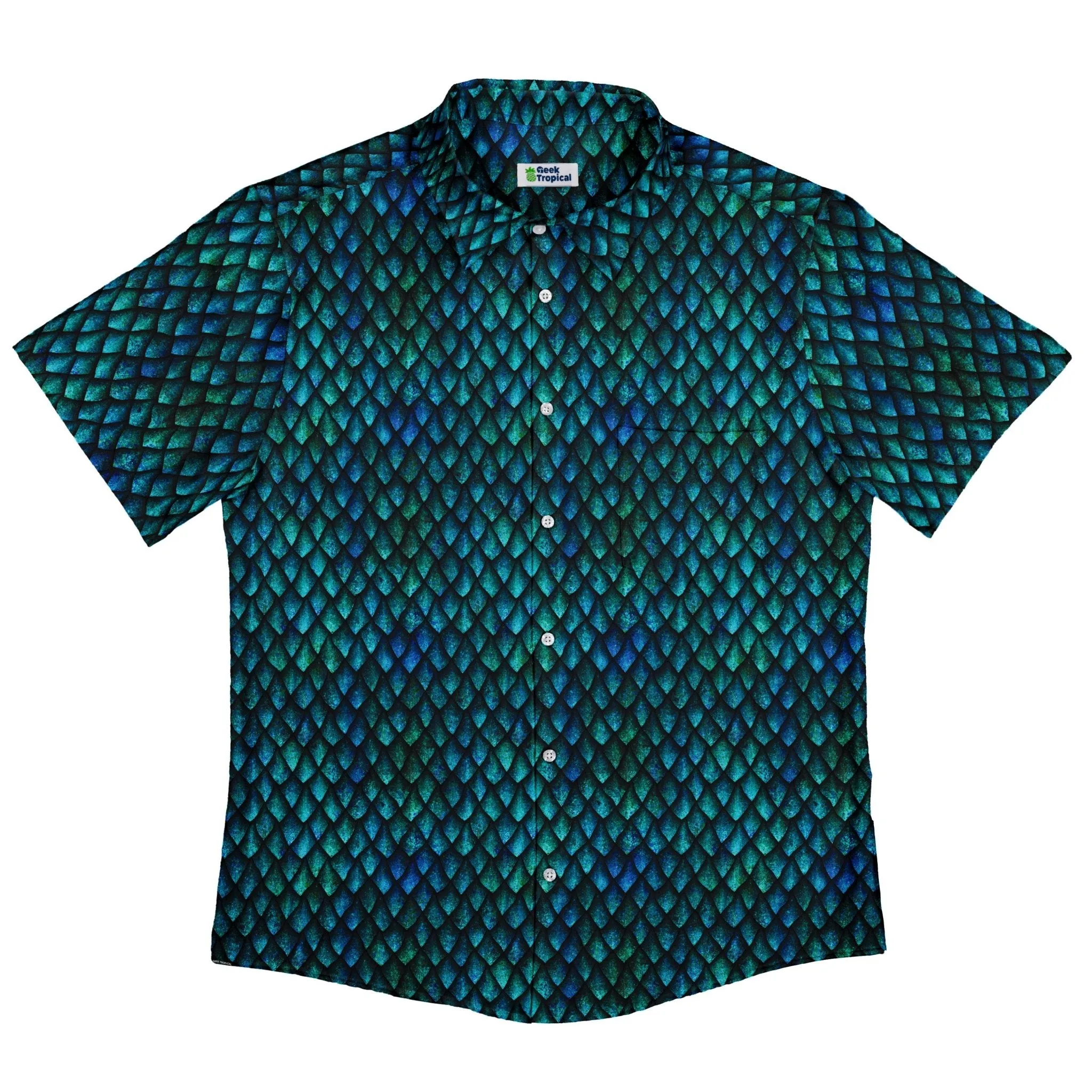 Blue Purple Dragon Scales Button Up Shirt
