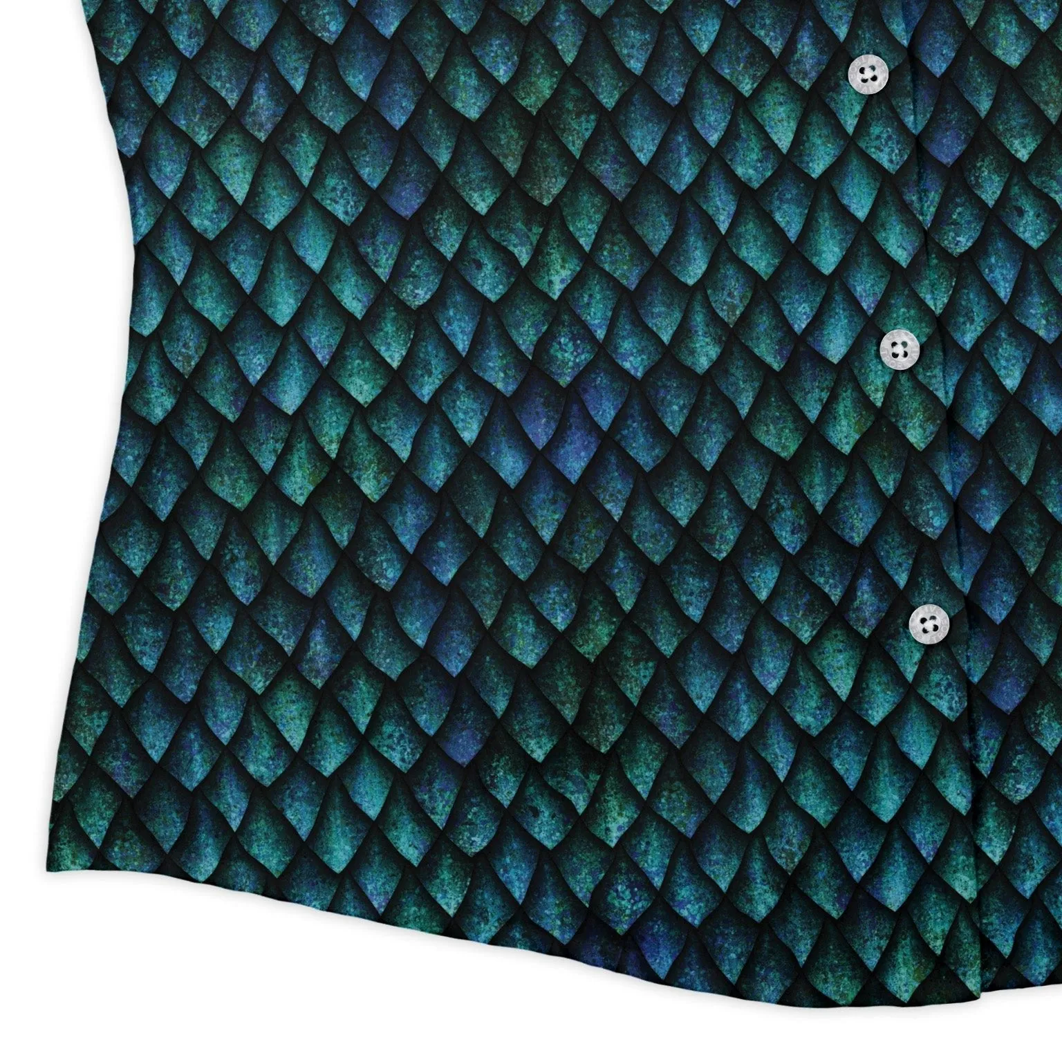 Blue Purple Dragon Scales Curvy Button Up Shirt
