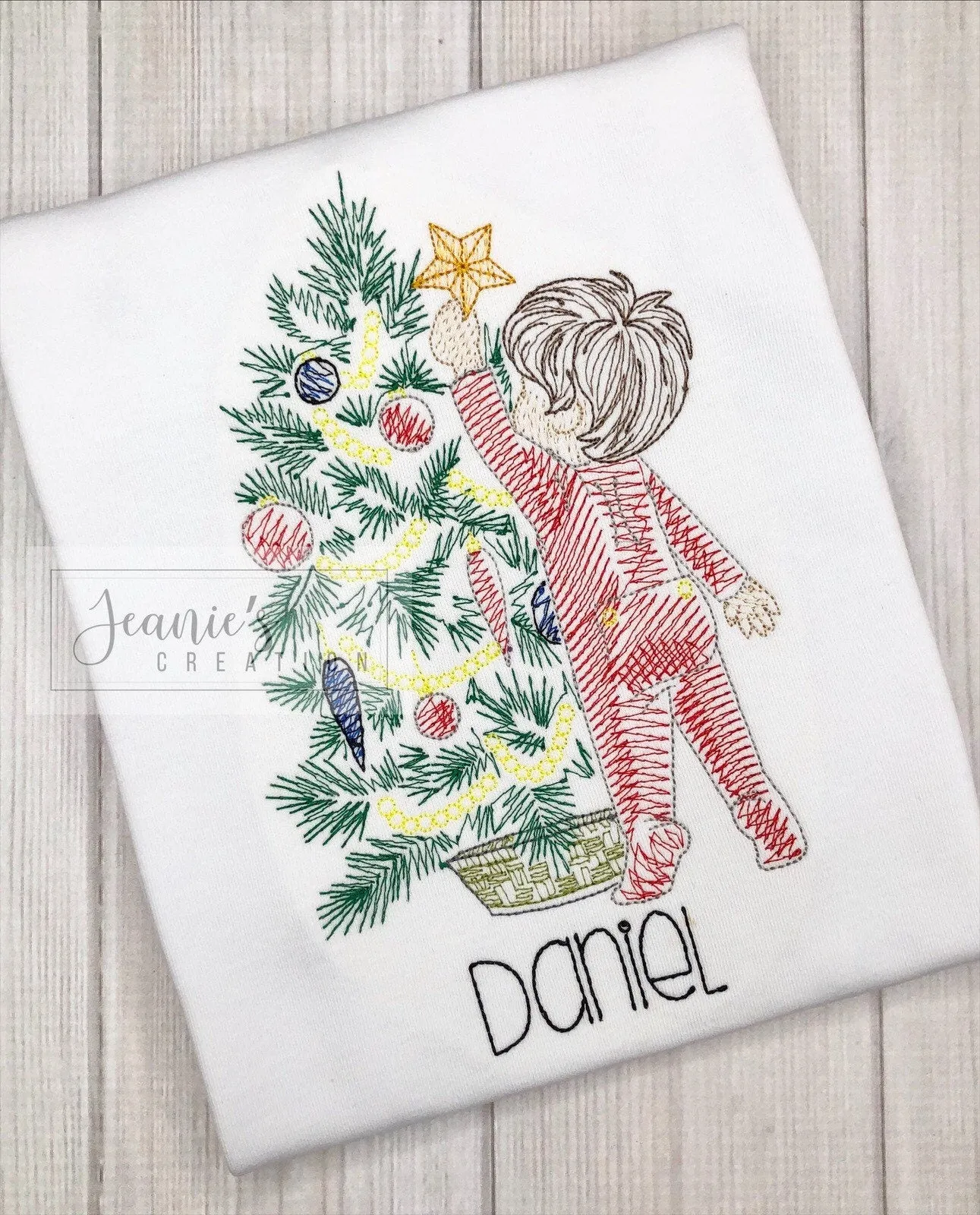 Boy hanging Star Christmas Shirt