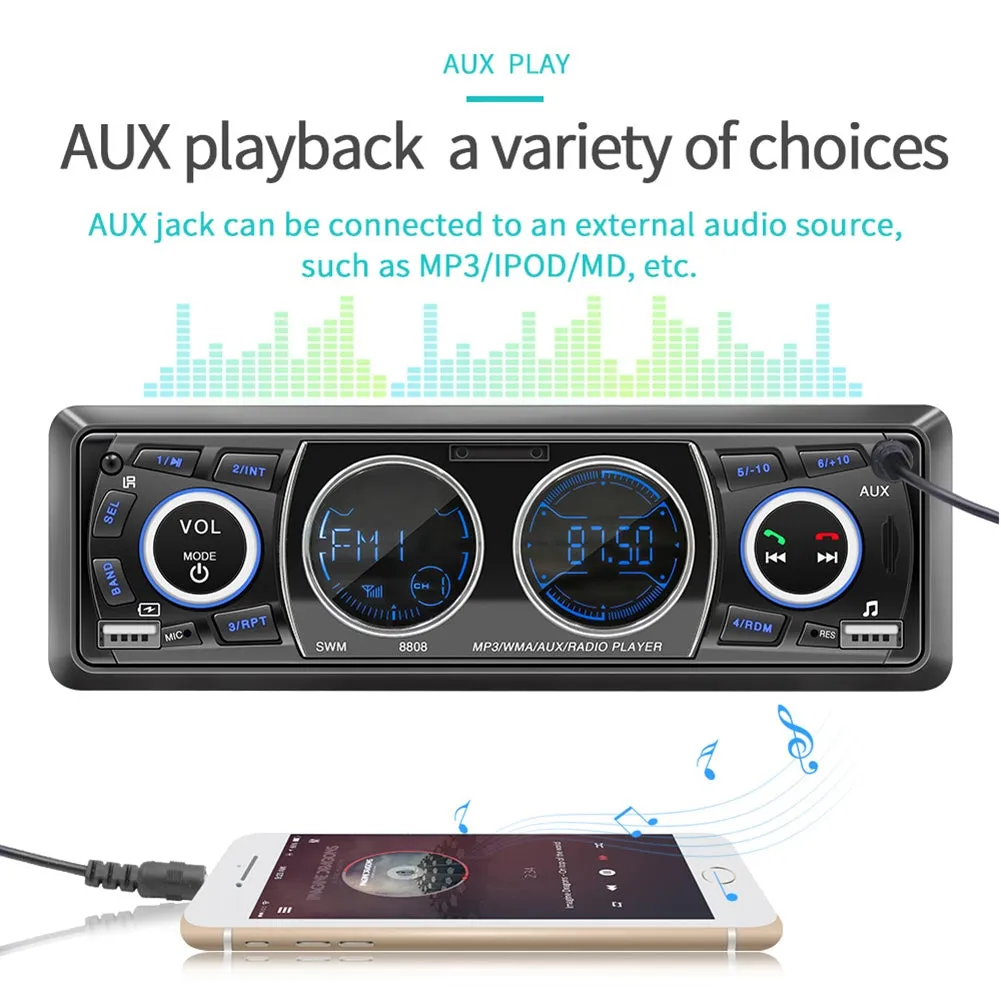 Car Radio 12V Mp3 Player Dashboard Bluetooth Hands-free Kit