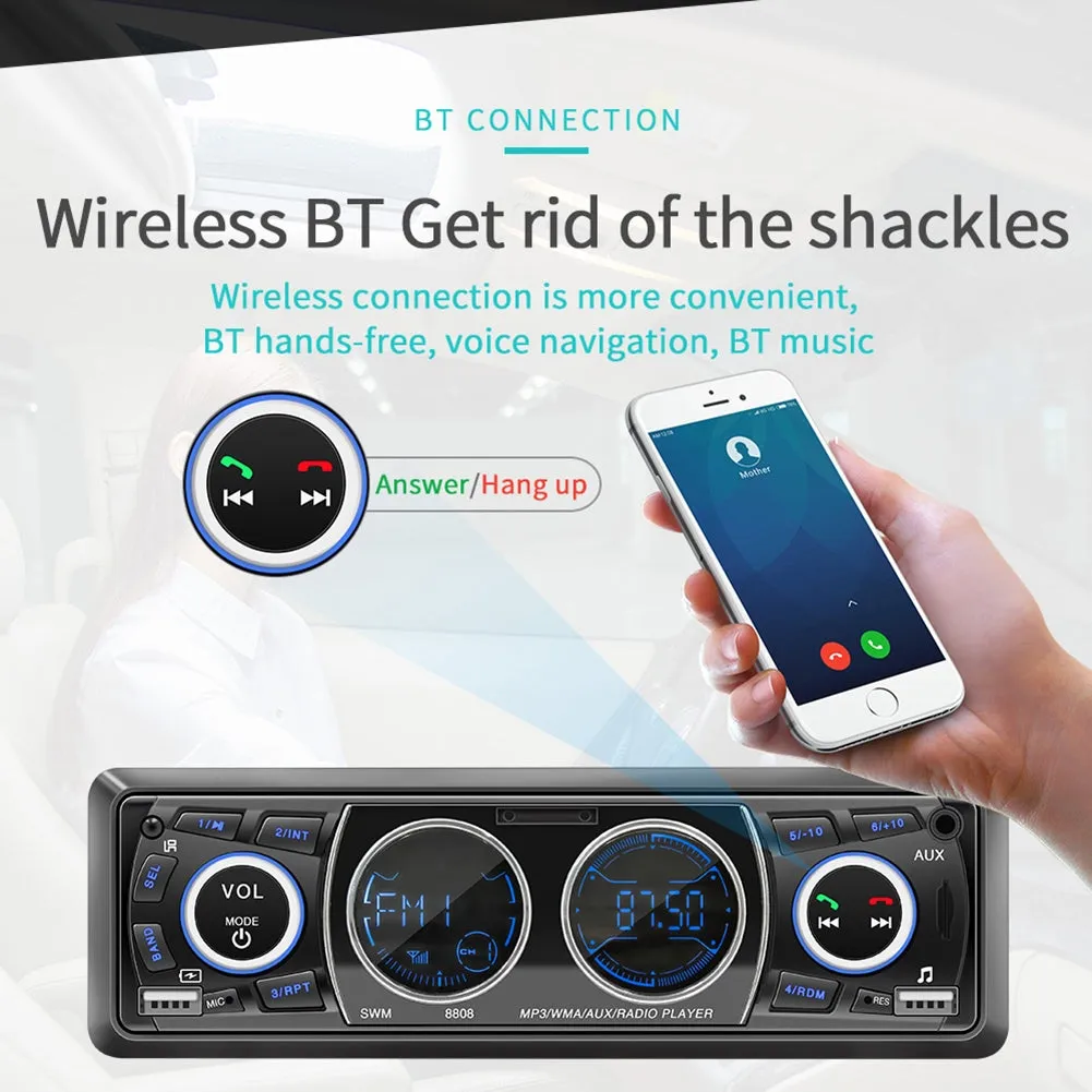 Car Radio 12V Mp3 Player Dashboard Bluetooth Hands-free Kit