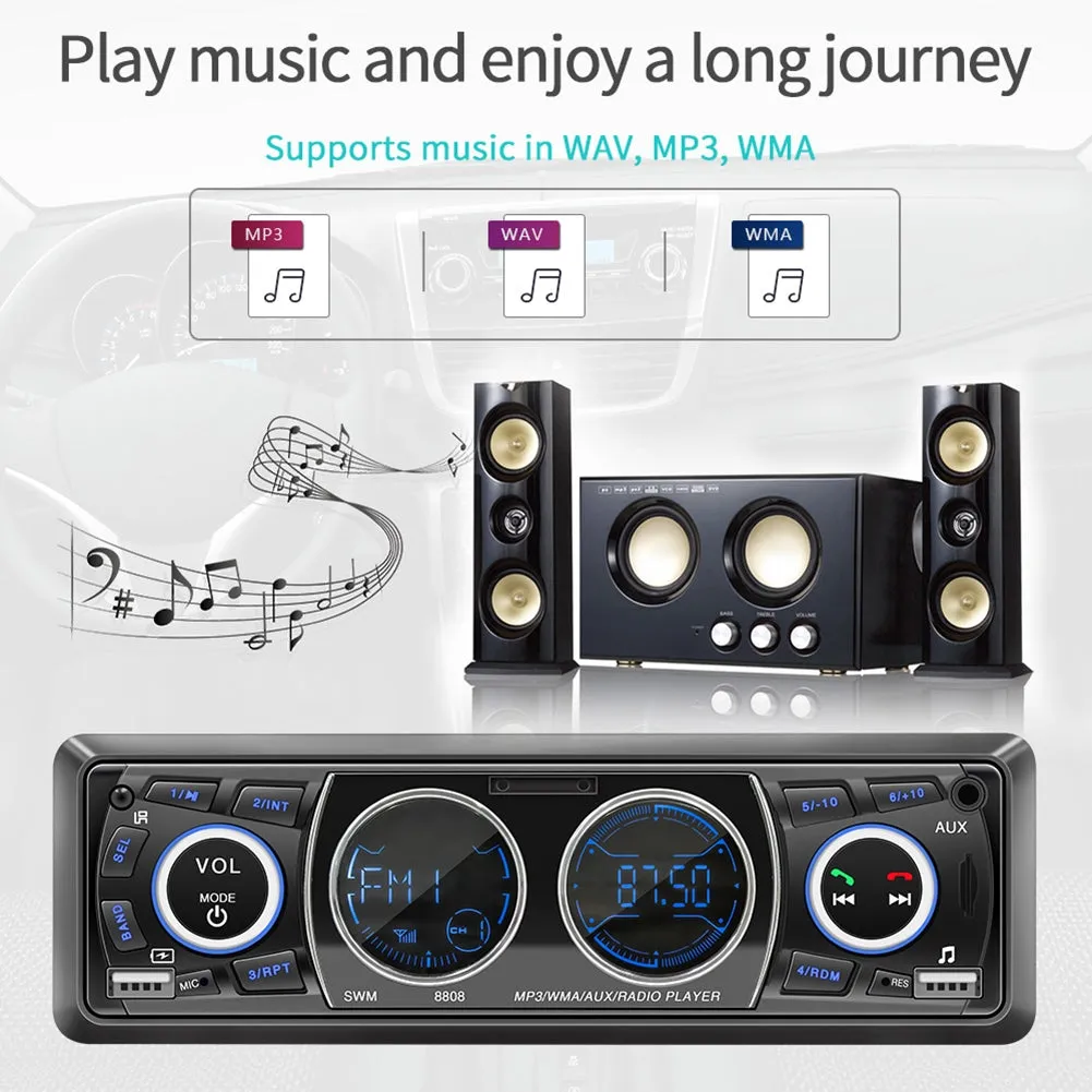 Car Radio 12V Mp3 Player Dashboard Bluetooth Hands-free Kit