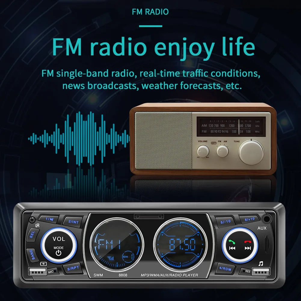 Car Radio 12V Mp3 Player Dashboard Bluetooth Hands-free Kit