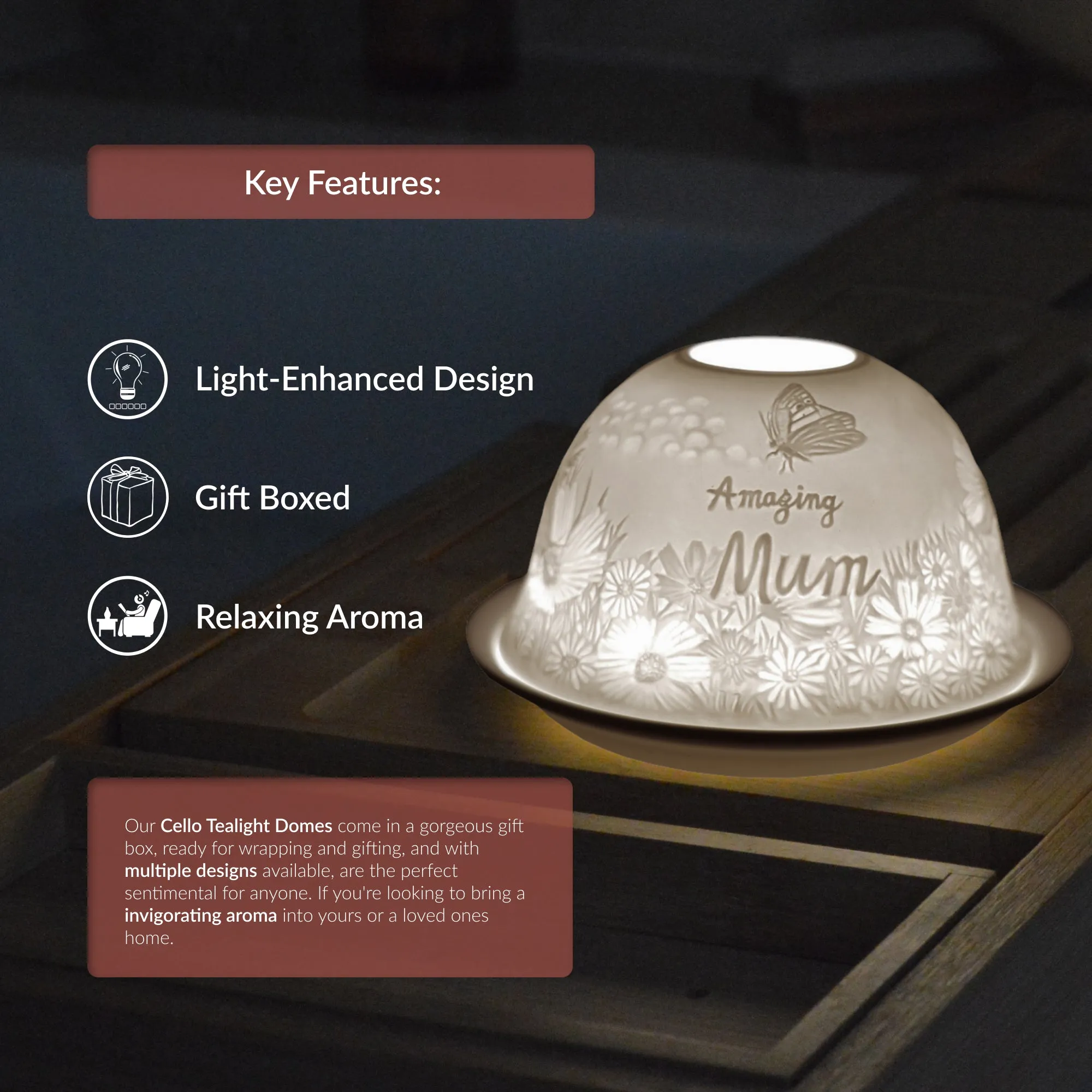 Cello Tealight Dome - Amazing Mum