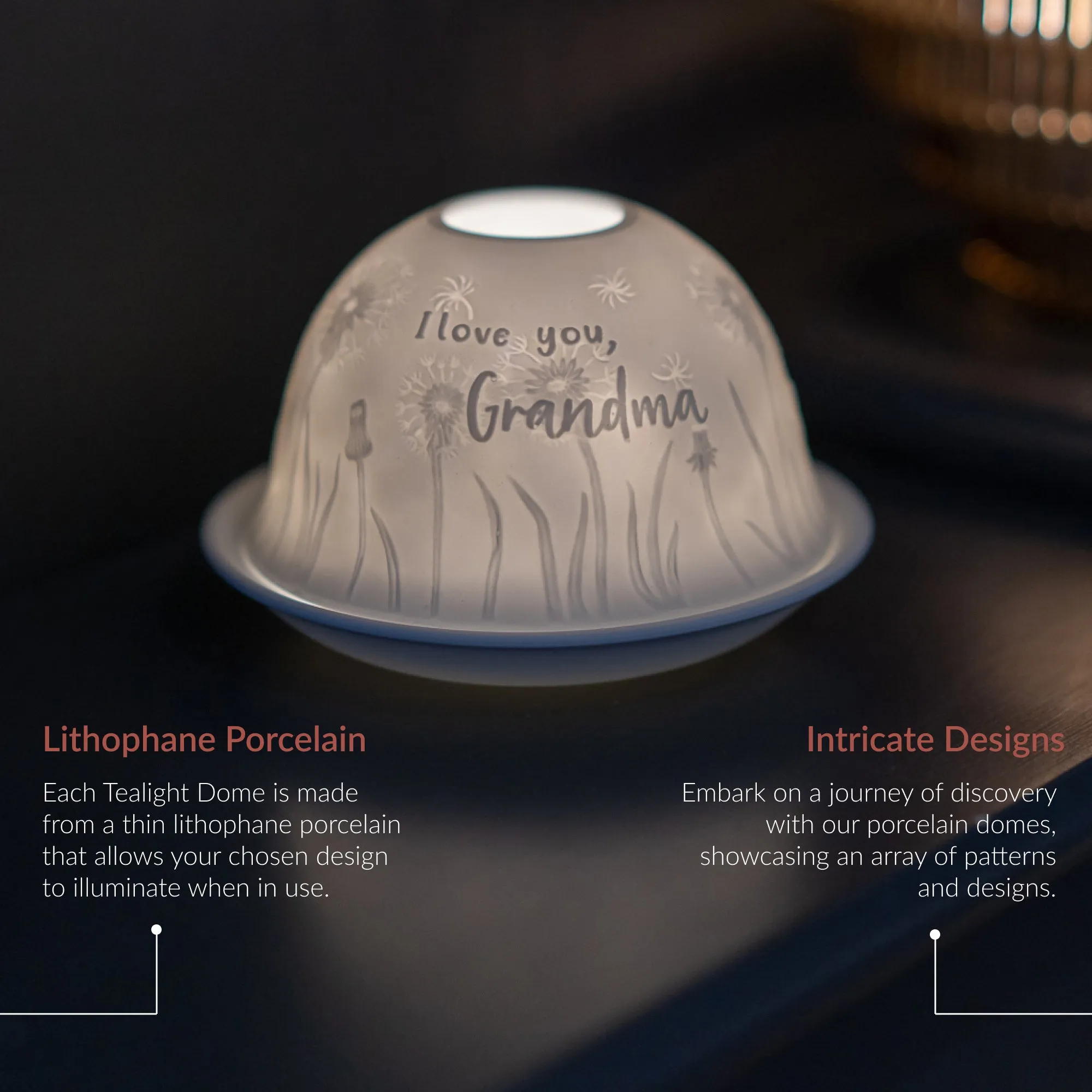 Cello Tealight Dome - I Love you Grandma