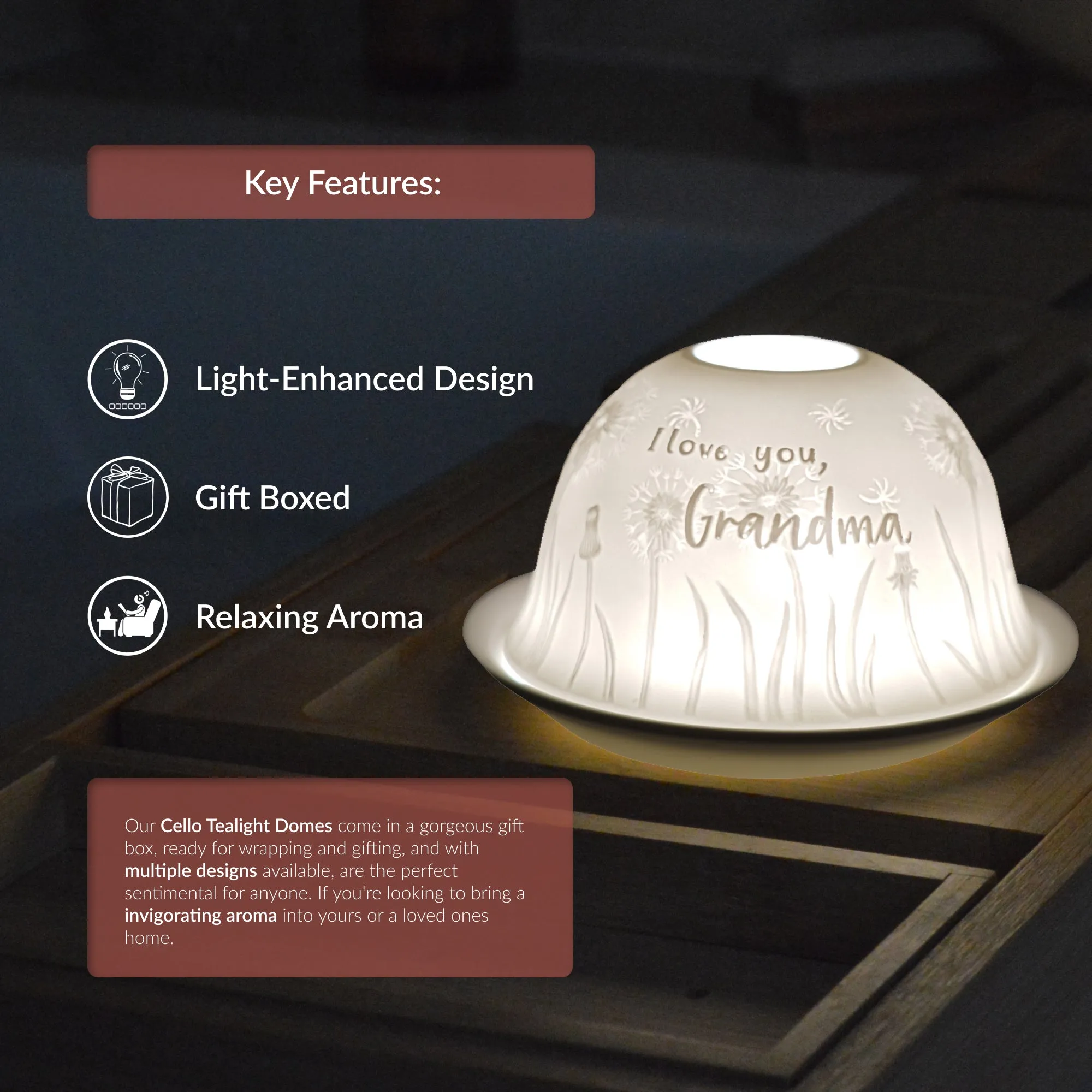 Cello Tealight Dome - I Love you Grandma