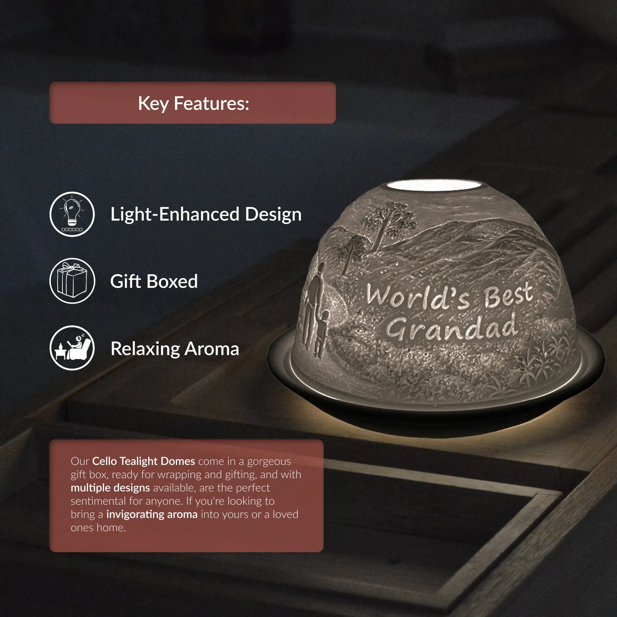 Cello Tealight Dome - Worlds Best Grandad