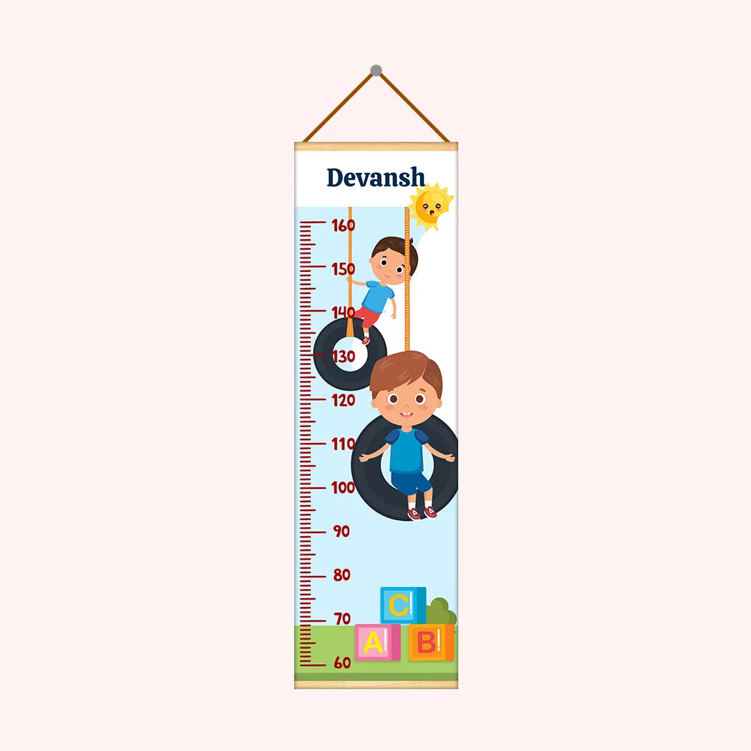 Children Swinging theme Kids Growth scale