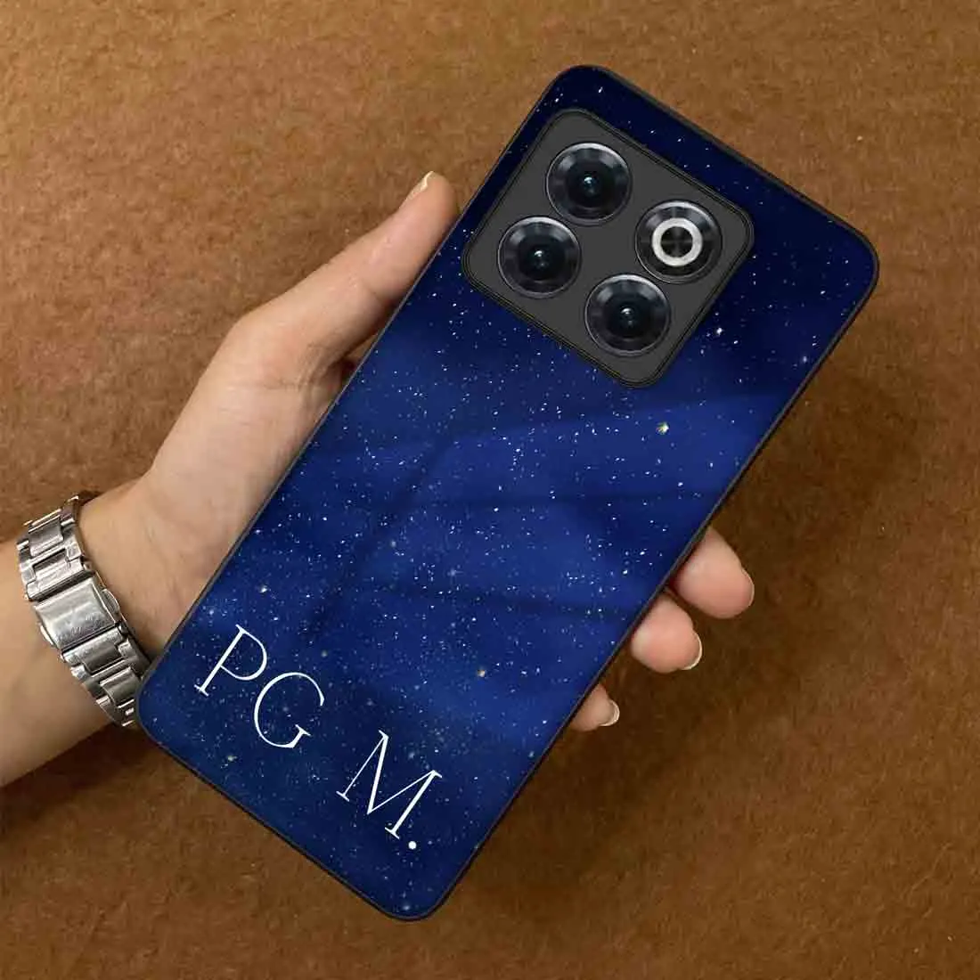 Custom Oneplus 10T Mobile Cover Back Case with Name - Starry Night