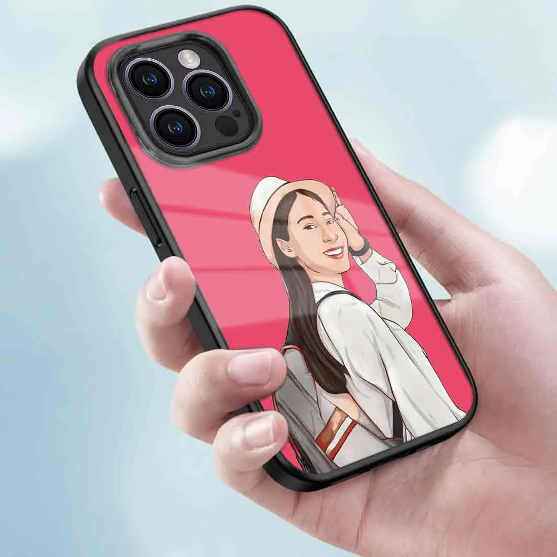 Custom Photo Mobile Cover Pink iPhone 14 Pro Case With Image - Cartoonize Filter