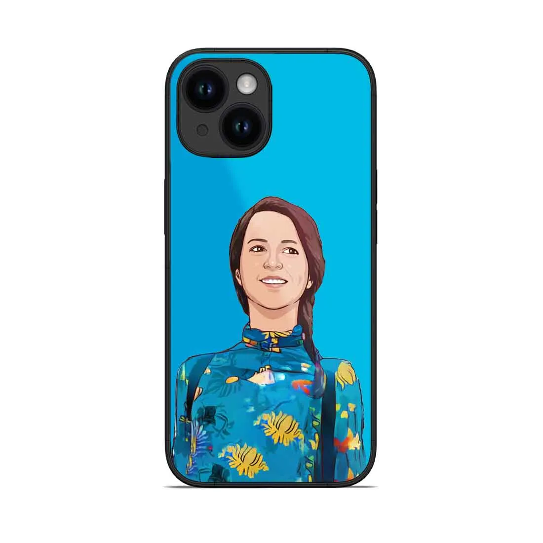Customized Mobile Cover With Photo Blue iPhone 14 Case - Cartoonized From Image