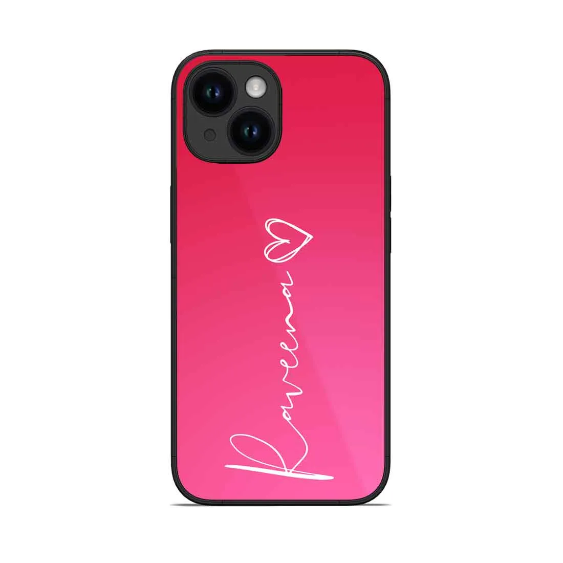 Customized Pink iPhone 14 Case Mobile Back Cover With Signature Calligraphy Name