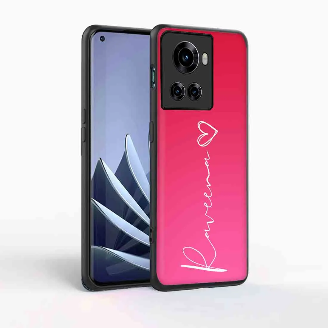 Customized Pink One plus 10R Back Cover With Signature Calligraphy Name