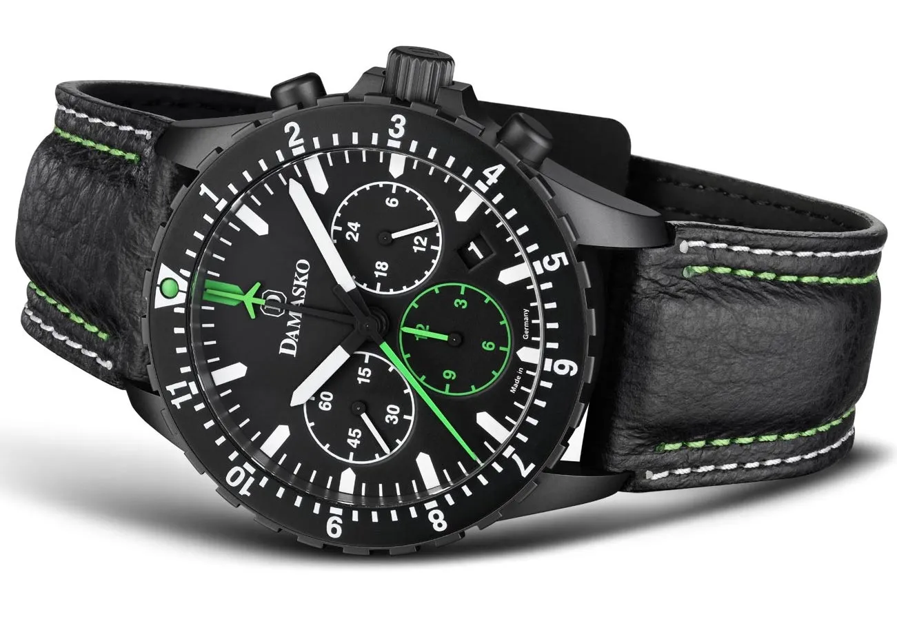 DAM Watch DC86 Green Black Leather Pin