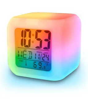 Digital 7 Color Change Alarm Clock & Thermometer Alarm Clock