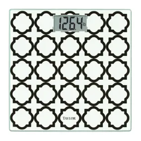 Digital Glass Bathroom Scale with Black/White Lattice, 400-Lb. Capacity